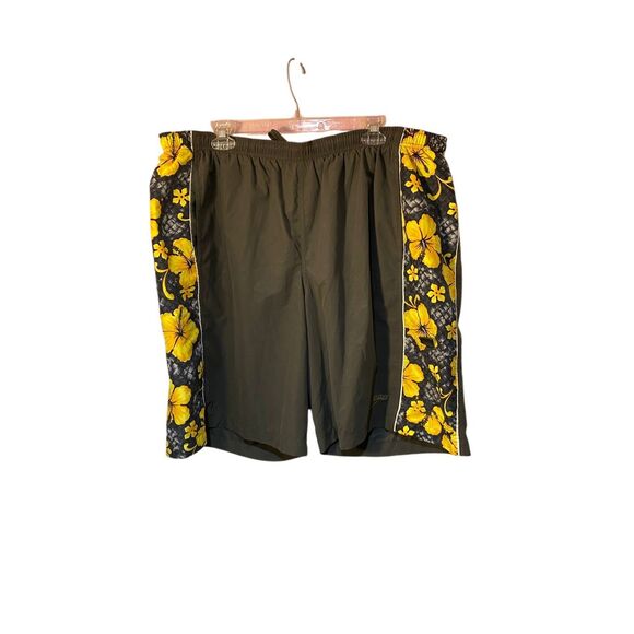 Speedo, men’s Hawaiian design, gray drawstring board shorts, size XL - Picture 2 of 5